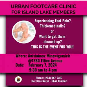 Read more about the article Uban Footcare Clinic for Island Lake Members – February 7, 2024